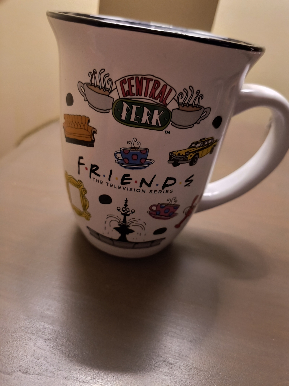 FRIENDS Central Perk White Ceramic Mug with Colorful Icons
